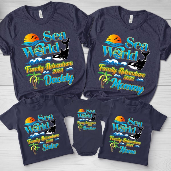 Custom Name Sea World Family Shirts, Sea World 2024 Trip Shirt, Sea World Family Adventure Shirt, Seaworld Family Vacation Shirt 2024 D1F509