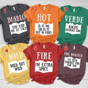 Group Taco Sauce Shirts, Matching Hot Sauce Costume Party Group Shirt, 2024 Costume Contest Tshirt, T-Shirt Diablo, Fire CZC542