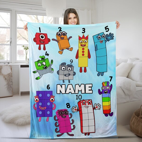 Personalized Numberblocks Quilt Blanket, Numberblocks Kids Blanket, Numberblocks birthday party theme, Numberblocks gift  BYB422