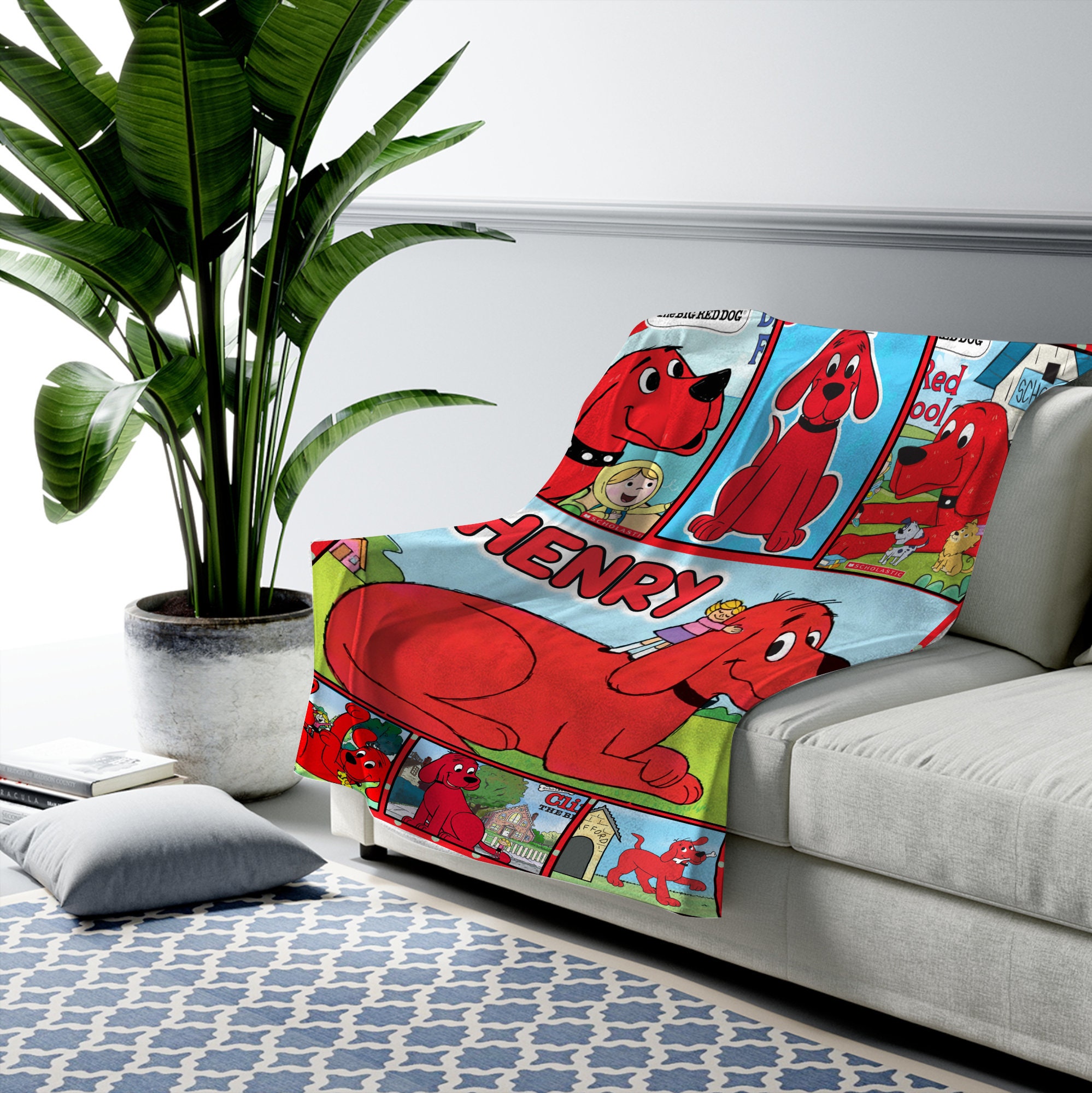Personalized Clifford the Big Red Dog Fleece Blanket