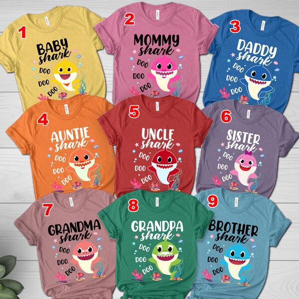 Baby Shark Family shirt, Personalized Family Shark Shirt, Baby Shark Doo Doo Doo Shirt, Daddy Mommy Baby Shark, Shark Family Matching CZC534