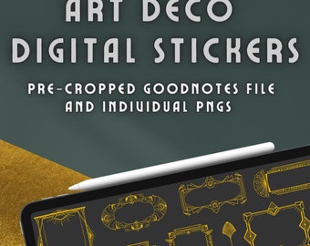 Art Deco Digital Stickers Gold Frames