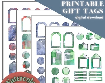 Printable watercolor gift tags