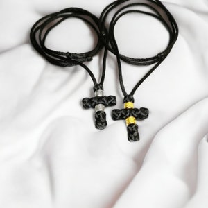 Christian Handmade Greek Jewelry Necklace Cross with Silver 925 Beads
