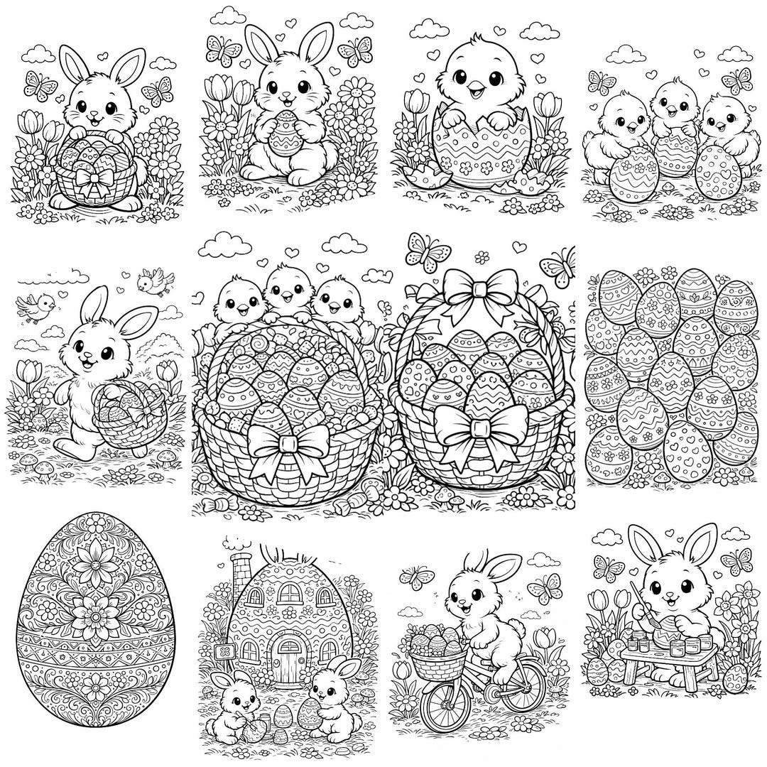 Printable Easter Colouring Pages - Etsy