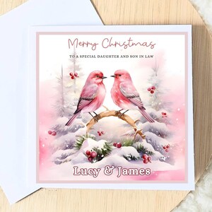 Carte de Noël personnalisée pour fille et gendre, pour fille et fils mari, cadeau de Noël fait main, carte de boules de Noël personnalisées