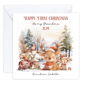 Carte personnalisée Premier Noël en tant que ma grand-mère, carte de mère, de nounou, de nouveau bébé, de petite-fille, de petit-enfant, idées cadeaux