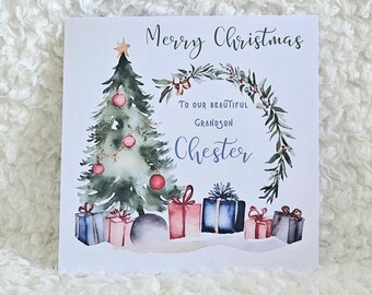Grandson Personalised Christmas cards for Kids | Christmas Card for Children for Son, Grandson, Nephew | Little Boy