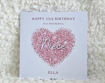 Personalised Niece, Niece Birthday Card, Happy Birthday, Age Card For Her, Teenager, 16th, 18th, 21st, 30th,