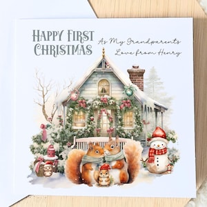 Carte personnalisée Premier Noël pour mes grands-parents, cadeau pour les nouveaux grands-parents, de bébé petit-fils petite-fille, grand-mère grand-père, Noël au Royaume-Uni