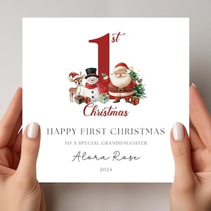 Carte de vœux personnalisée pour le premier Noël de bébé, pour petit-fils, petite-fille, nièce, neveu, fils, fille