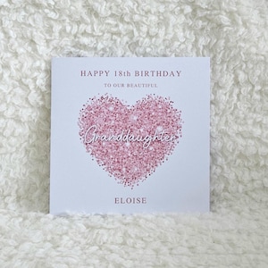Petite-fille personnalisée, carte d'anniversaire de petite-fille, joyeux anniversaire, carte d'âge pour elle, adolescent, 16, 18, 21, 30,