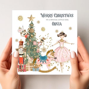 Cadeau de Noël personnalisé pour fille Carte de Noël pour fille, petite-fille et nièce, petite fille Casse-noisette, Mignonne