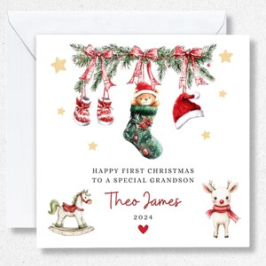 1ère carte de Noël pour bébé garçon, première carte de Noël pour fils, petit-fils, neveu, filleul, cadeau personnalisé de première carte de Noël pour arrière-petit-fils