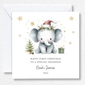 1ère carte de Noël pour bébé garçon, première carte de Noël pour fils, petit-fils, neveu, filleul, cadeau personnalisé de première carte de Noël pour arrière-petit-fils