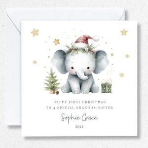 1ère carte de Noël pour bébé fille, première carte de Noël pour fille, petite-fille, nièce, première carte de Noël personnalisée pour arrière-petite-fille