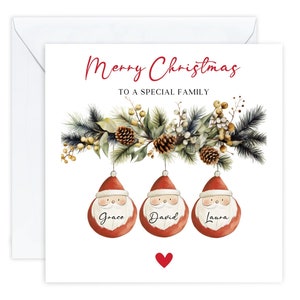 Carte de Noël de famille personnalisée, carte de Noël de noms de famille, carte de Noël personnalisée, cartes de Noël, carte de Noël britannique, carte de père Noël