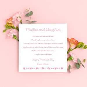 Mother's Day cards, Cards for Mum, Card for Mom, Poem Mother's day card, Keepsake Mother's Day Card, Personalised Mother's Day card.