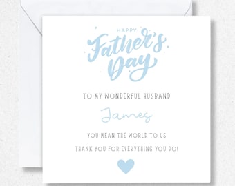 Personalised Father's Day Card for Husband, Luxury Matte Cardstock (14.8x14.8cm)