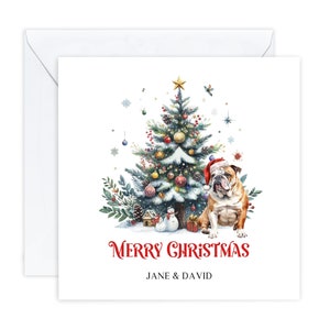 Cartes de Noël personnalisées, cartes de Noël British Bull Dog, pour amis, pour maman et papa, Noël chien mignon, mots personnalisés carte spéciale