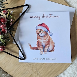 Cartes de Noël personnalisées, cartes de Noël chat roux, pour amis, pour papa et maman, amoureux des chats, chat mignon orange