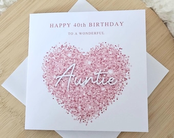 Personalised Auntie, Auntie Birthday Card, Happy Birthday, Age Card For Her, Auntie card, 16th, 18th, 21st, 40th,