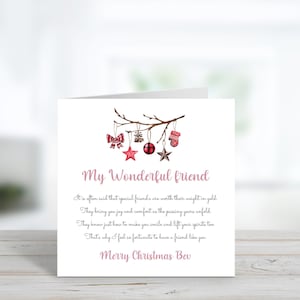 Christmas Card for Friend, Friend Xmas Card, Poem card, Best Friend, Personalised Friend card UK, Gift For friend, For her