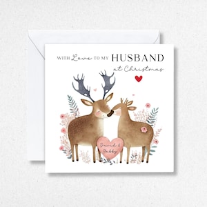 Carte de Noël pour mari, mari, carte-cadeau personnalisée de Noël pour mari, joyeux Noël pour mari, avec amour à Noël, carte renne
