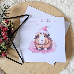 Cartes de Noël personnalisées, Cartes de Noël de cochon d'Inde, Pour des amis, Pour les enfants, Amoureux des cochons d'Inde, Noël mignon avec un cochon d'Inde