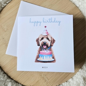 Carte d'anniversaire Labradoodle personnalisée, pour elle, pour lui, pour des amis, soeur, nièce, tante, cartes Labradoodle, carte personnalisée, cartes chien