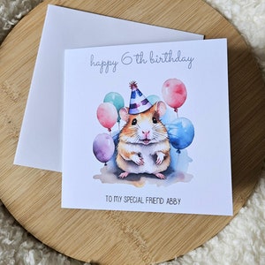 Cartes d'anniversaire personnalisées, carte d'anniversaire de hamster, pour les amis, pour les enfants, jolie carte d'anniversaire de hamster, petite-fille, petit-fils, nièce, neveu