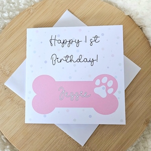 Carte d'anniversaire chien, cartes d'anniversaire pour chien, carte d'anniversaire pour animal de compagnie, carte d'anniversaire avec os, carte d'anniversaire personnalisée pour chien, carte d'anniversaire Furbaby,