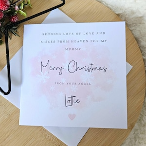 Cartes de Noël personnalisées Carte de Noël du ciel pour maman maman maman - Carte de Angel Baby - Carte de perte de bébé. Pour grand-mère, pour papa,