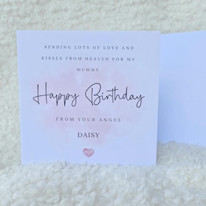 Carte d'anniversaire personnalisée - Carte d'anniversaire du ciel pour maman et maman - Carte de Angel Baby - Carte de perte de bébé.