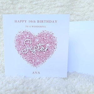 Soeur personnalisée, carte d'anniversaire de soeur, joyeux anniversaire, carte d'âge pour elle, adolescent, 16e, 18e, 21e, 30e