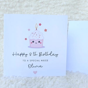 Nièce personnalisée, carte d'anniversaire nièce, joyeux anniversaire, carte d'âge pour elle, adolescent, 10, 8, 21, 30, 7, 6, 5, 12, 13