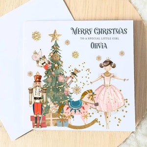 Cadeau de Noël personnalisé pour fille Carte de Noël pour fille, petite-fille et nièce, petite fille Casse-noisette, Mignonne