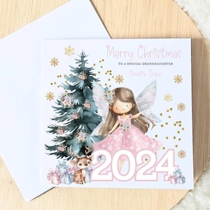 Petite-fille personnalisée de Noël pour fille | Carte de Noël pour enfants pour fille, petite-fille, nièce | Petite fille | Fée