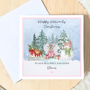 Carte de Noël céleste personnalisée, joyeux Noël céleste, pour fille, pour petite-fille, pour belle-mère, carte perte de bébé, carte ange bébé.