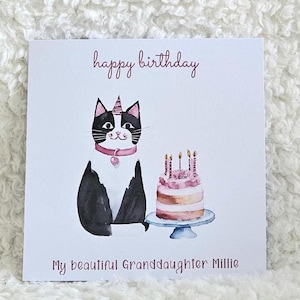 Cartes d'anniversaire personnalisées, Cartes d'anniversaire de chat, Pour des amis, Pour maman, Anniversaire en noir et blanc, Pour fille, Pour petite-fille