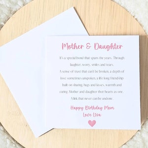 Carte d'anniversaire maman - carte pour l'anniversaire de maman - carte d'anniversaire pour elle - carte d'anniversaire poème maman - carte d'anniversaire spéciale maman