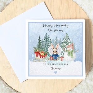 Carte de Noël céleste personnalisée, joyeux Noël céleste, pour fils, pour petit-fils, pour neveu, perte d'un bébé, bébé ange.