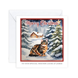 Cartes de Noël personnalisées, cartes de Noël chat écaille, pour amis, pour papa et maman, amoureux des chats, calicot mignon chat de Noël