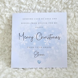 Carte de Noël personnalisée - Carte de Noël du ciel pour papa - Carte de Angel Baby - Carte de perte de bébé. Pour grand-mère, pour maman, maman, maman