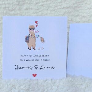 Carte d'anniversaire de mariage personnalisée, pour couple spécial, soeur, frère, fils, fille, amis, joyeux anniversaire, jolie carte d'alpaga