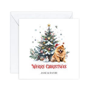 Cartes de Noël personnalisées, cartes de Noël Chow Chow Dog, pour amis, pour maman et papa, Noël chien mignon, mots personnalisés carte spéciale