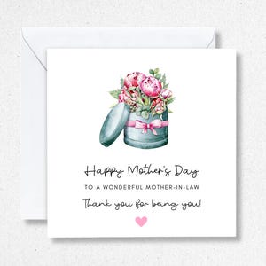 Carte de fête des mères pour belle-mère, carte de fête des mères en prime, carte de fête des mères personnalisée Mothering Sunday Mum