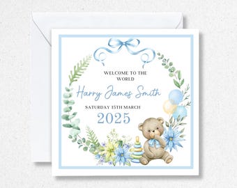 Welcome to the World Baby Boy Card: Newborn Congratulations