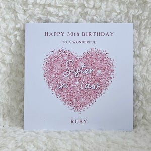 Belle-soeur personnalisée, carte d'anniversaire belle-soeur, joyeux anniversaire, carte d'âge pour elle, 20, 30, 21, 50 ans,