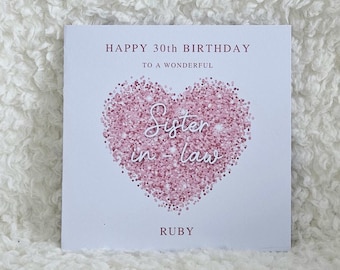 Personalised Sister in-law, Sister in-law Birthday Card, Happy Birthday, Age Card For Her, 20th, 30th, 21st, 50th,